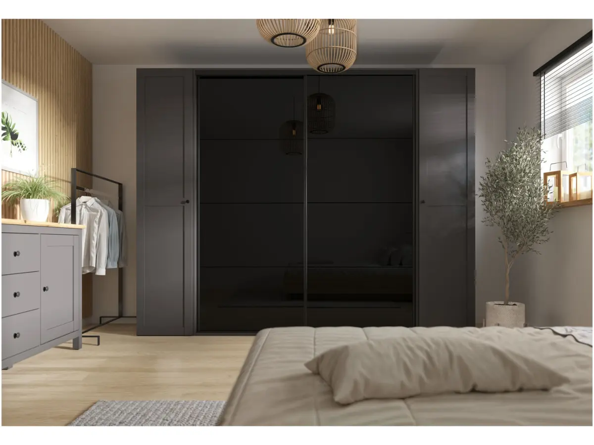 Armario modular Flex 220 cm corredero grafito/negro brillo