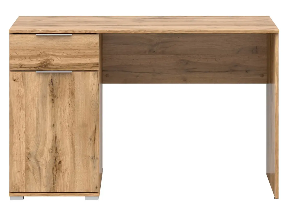 Escritorio Zele 120 cm con puertas y cajón roble wotan