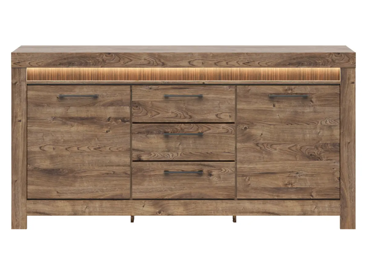 Cómoda Torin 180 cm con 2 puertas y 3 cajones roble ribbeck marrón