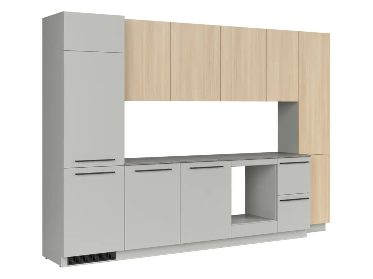 Conjunto de cocina Milino Medium B 332 cm gris/roble con encimera
