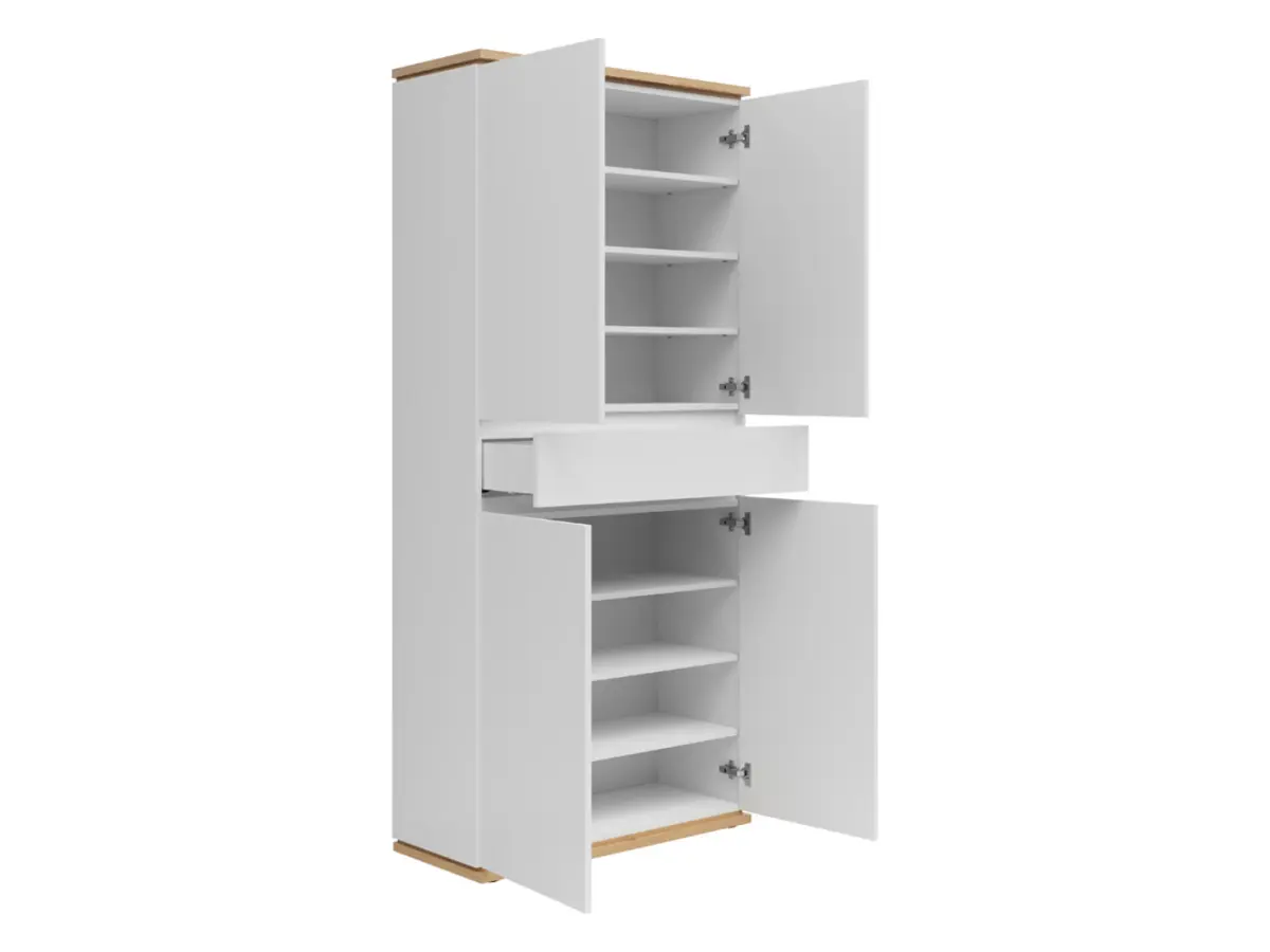 Estantería para pasillo Yamael 90 cm con 4 puertas y un cajón blanca