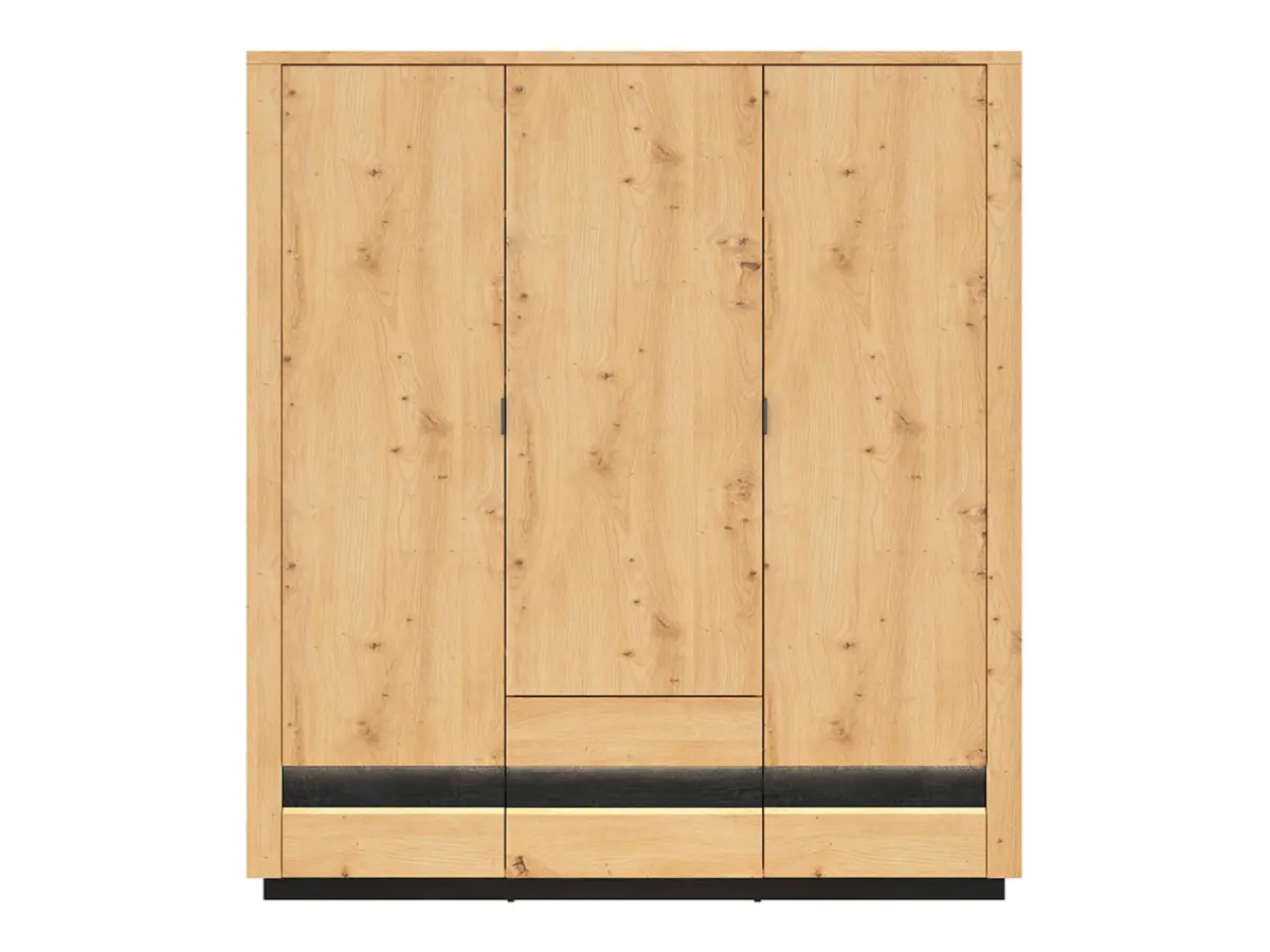 Armario de tres puertas Ostia 180 cm con cajones roble artisan/roble negro