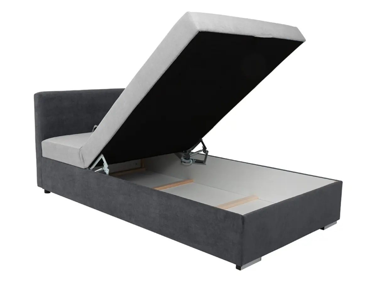 Sofá cama Rico con contenedor y respaldo ajustable gris