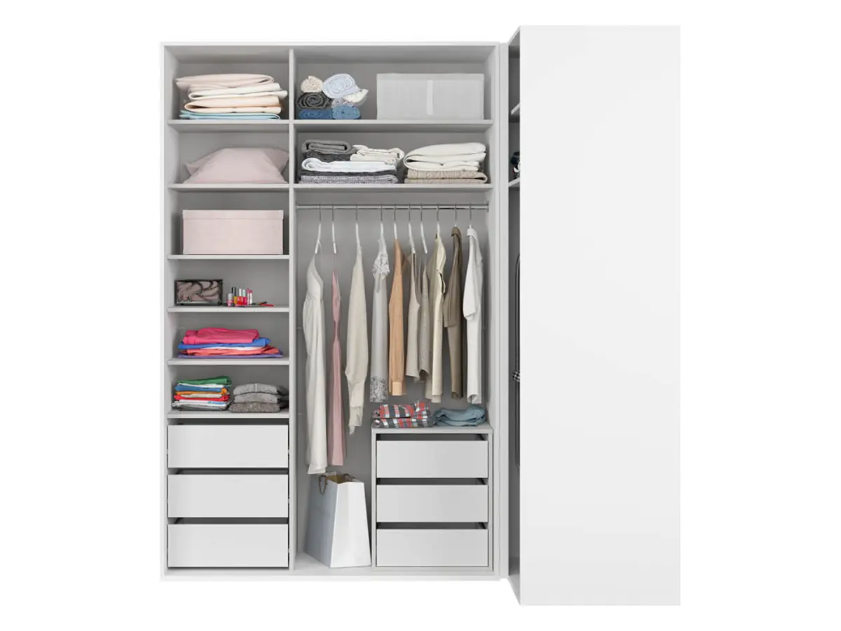 Armario modular Flex 220x116 cm esquinero con espejo blanco brillo