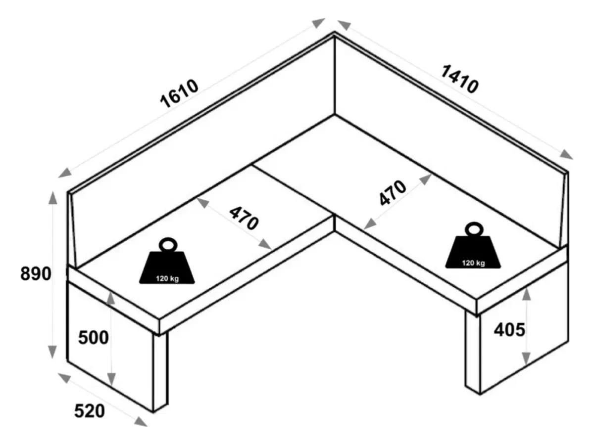 Banco Campel derecho grafito
