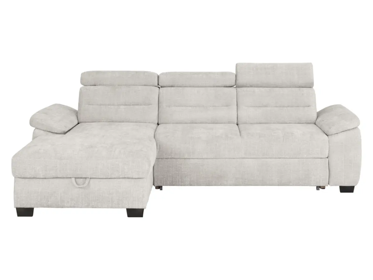 Sofá rinconera izquierda Aguda convertible con arcón beige