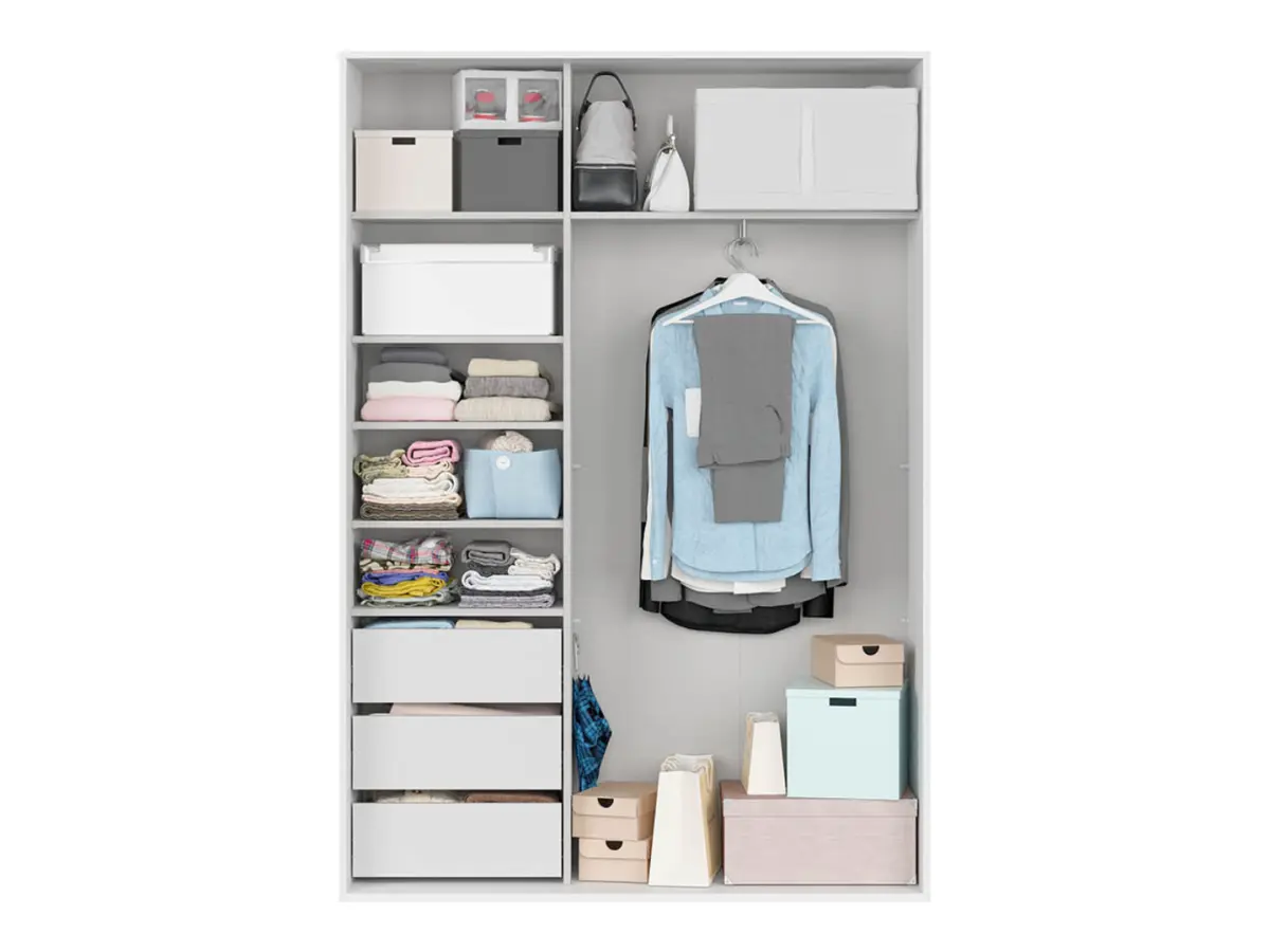 Armario de puertas correderas Flex 150 cm blanco/roble wotan