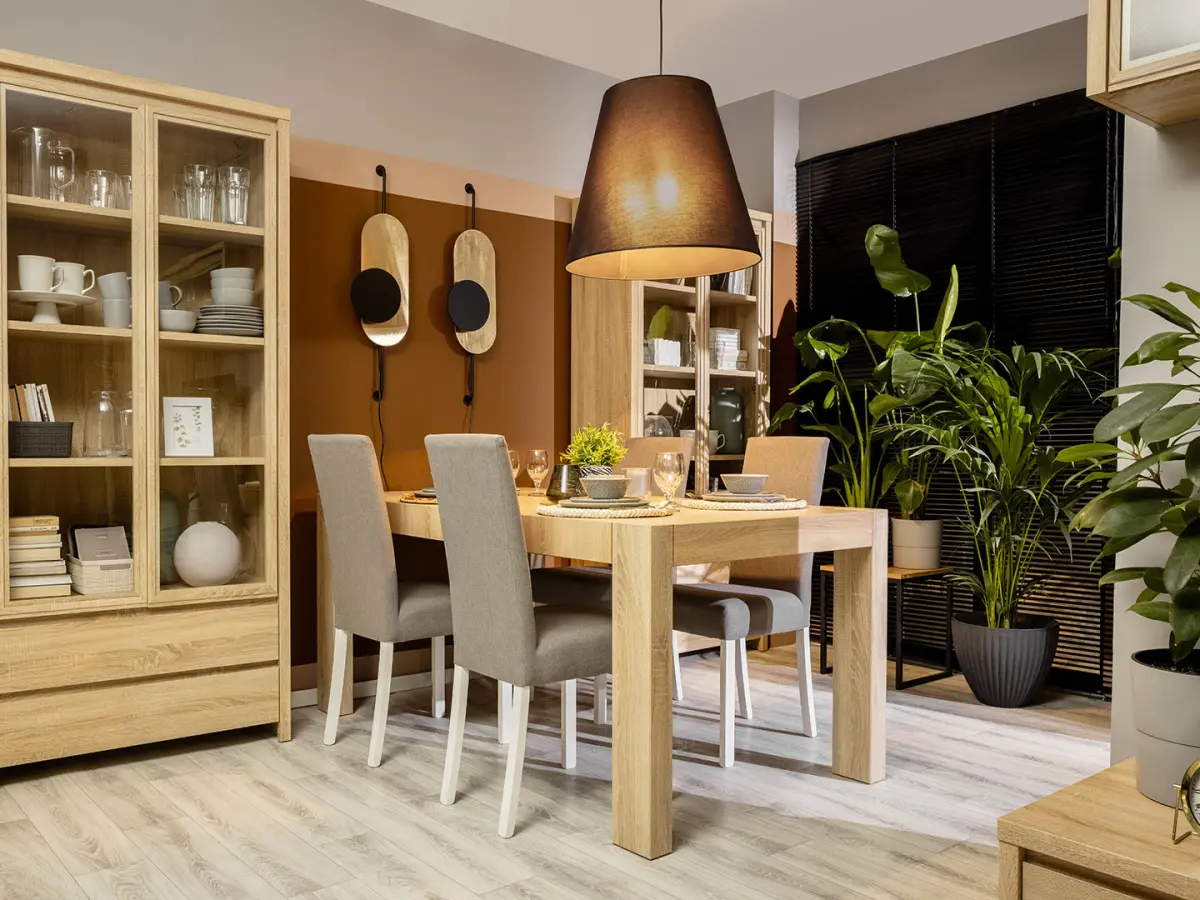 Vitrina Kaspian 90 cm con 2 puertas y 2 cajones roble sonoma