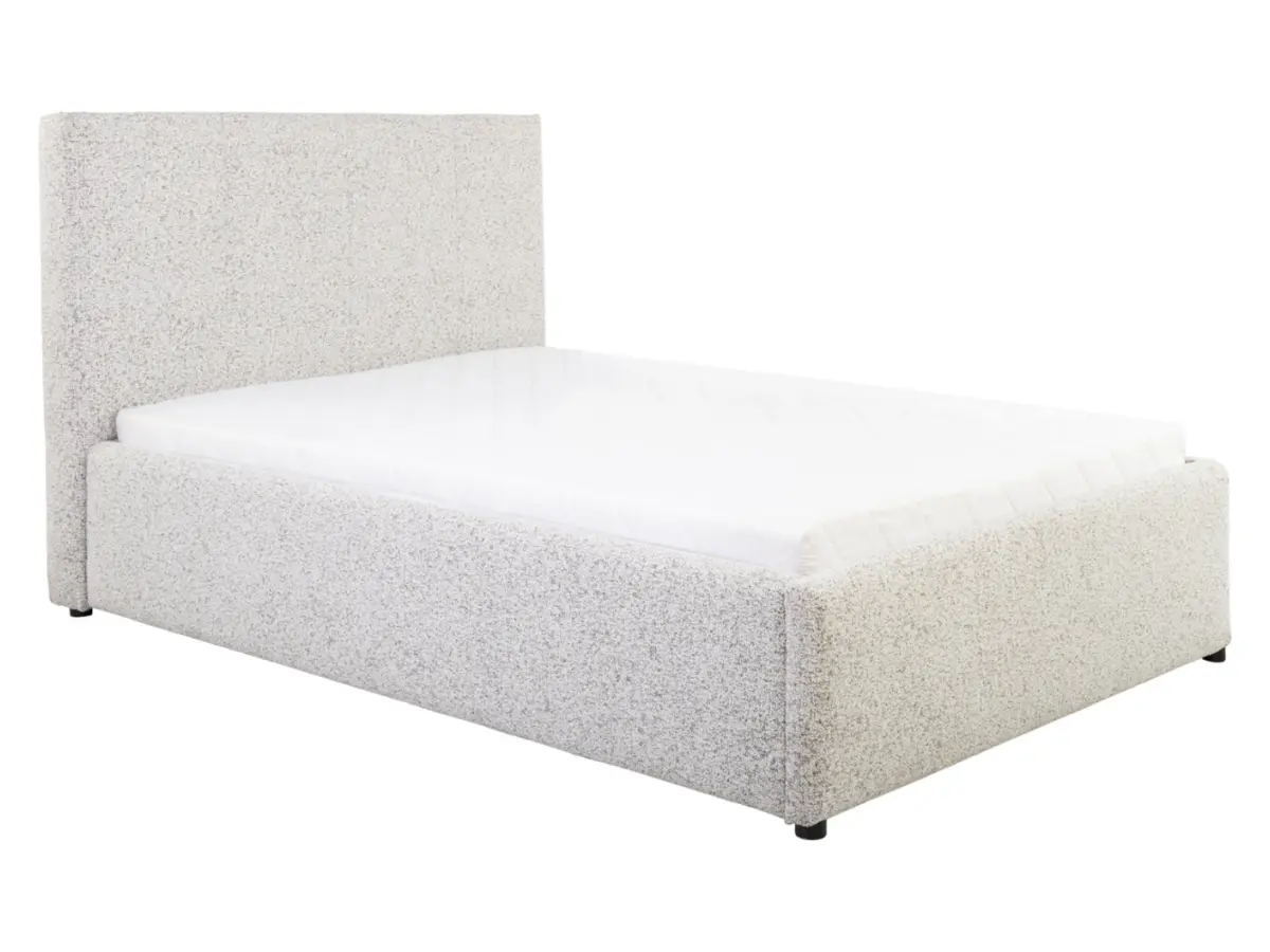 Cama tapizada Tripo 140x200 con somier y arcón beige