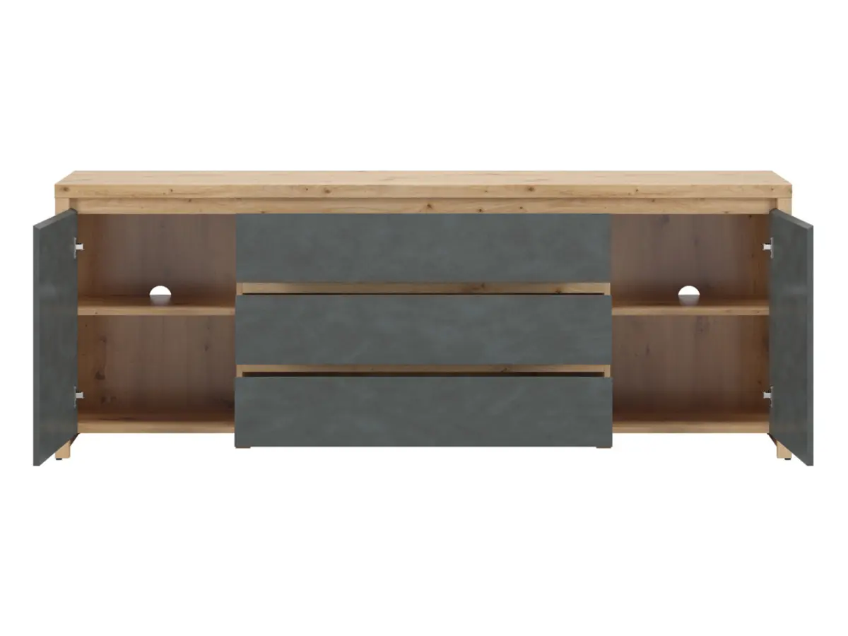 Mueble RTV Larios 190 cm con 2 puertas y 3 cajones roble artisan/matera