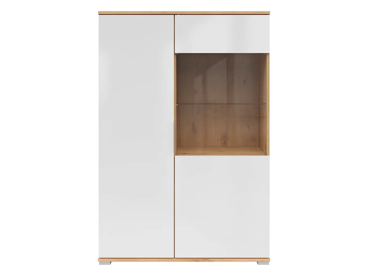 Display cabinet Zele 90 cm with 2 doors artisan oak/white gloss