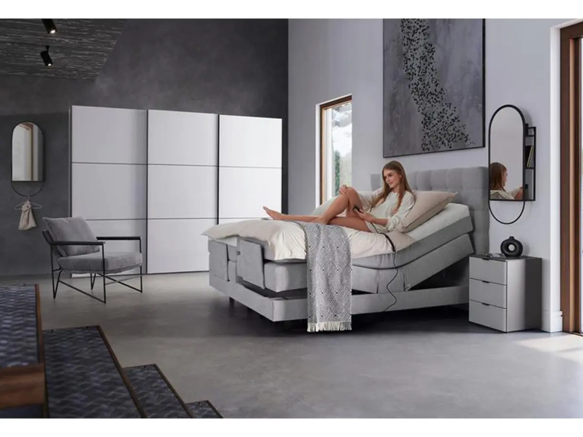 Cama continental Falcon 160x200 con regulación eléctrica gris