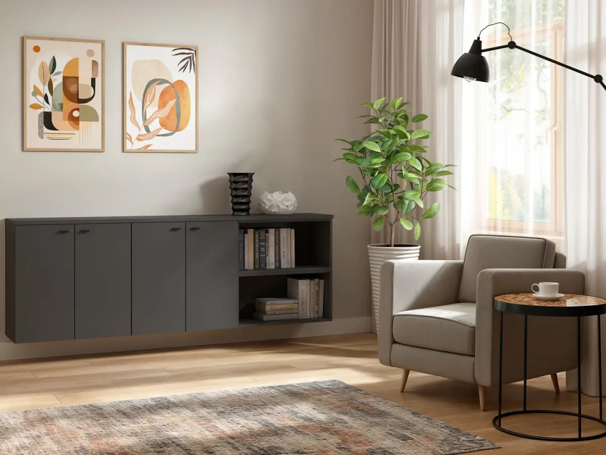 Armario System 64 con 2 puertas grafito