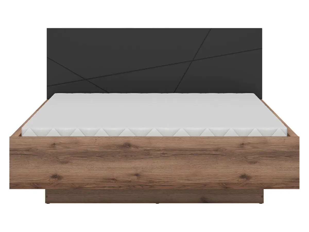 Cama Forn 160x200 con somier y contenedor roble delano oscuro/negro