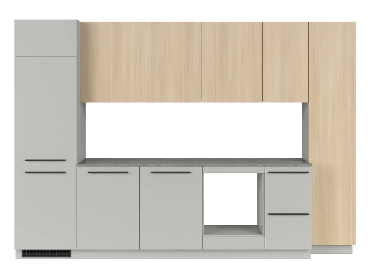 Conjunto de cocina Milino Medium B 332 cm gris/roble con encimera