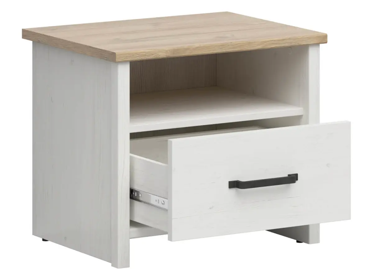 Mesita de noche Loksa 55 cm con cajón pino andersen blanco