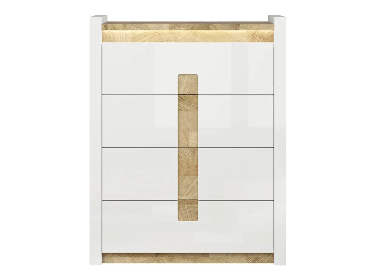 Cómoda Alameda 97 cm con 4 cajones blanco brillo/roble westminster