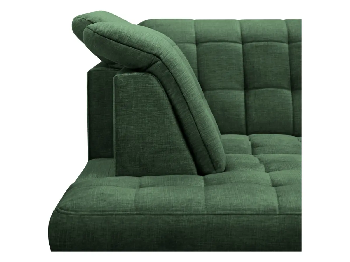 Sofá rinconera izquierdo Aragon extensible con reposacabezas y asiento ajustables verde