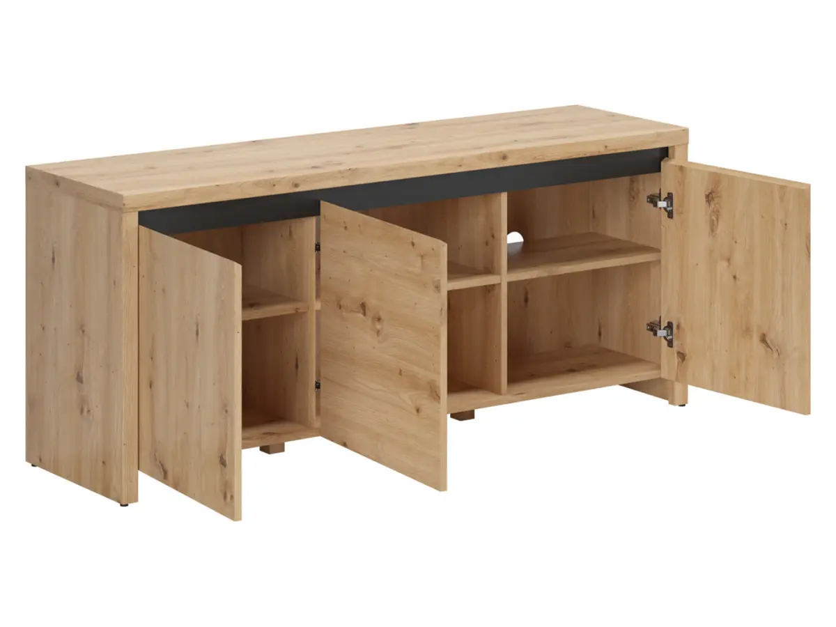 Szafka TV Larios 143 cm z 3 drzwiczkami dąb artisan/czarny
