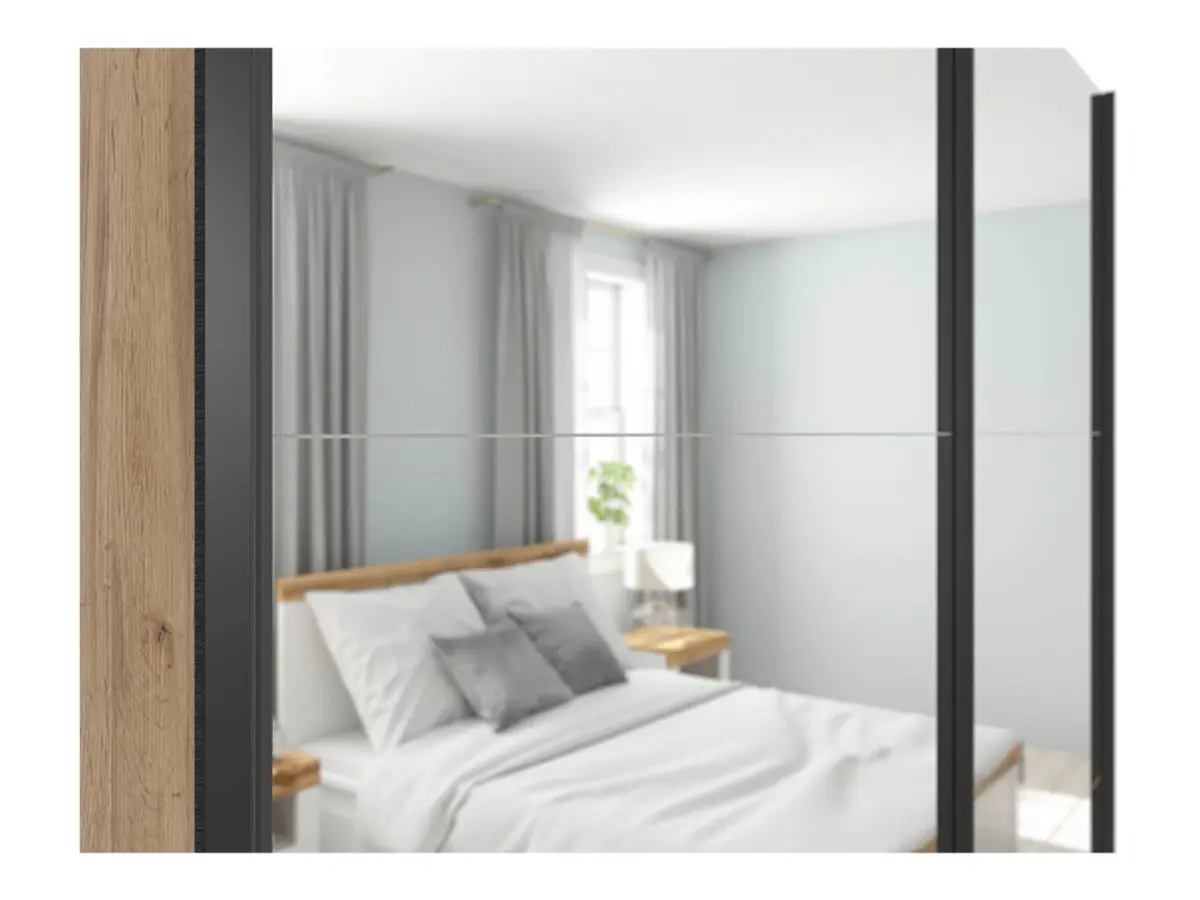 Armario corredero Tetrix 183 cm con espejo roble wotan
