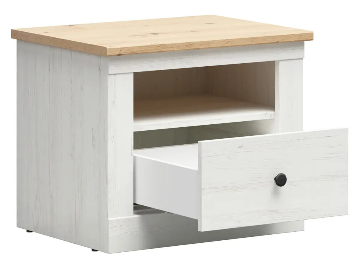 Mesita de noche Frija 58 cm con cajón pino andersen blanco
