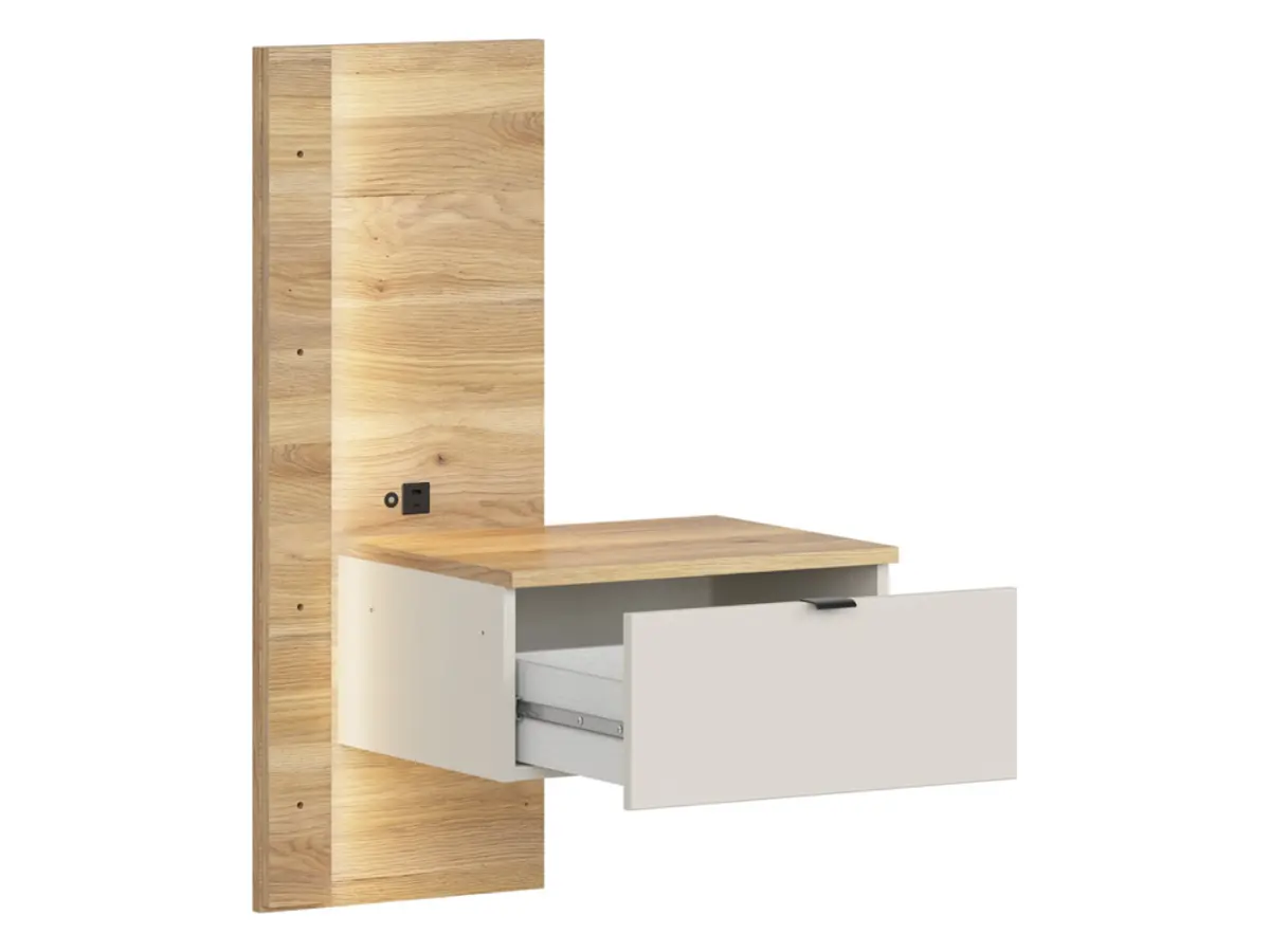 Mesita de noche Glamour 50 derecha con cajón cachemira/roble mauvella USB LED