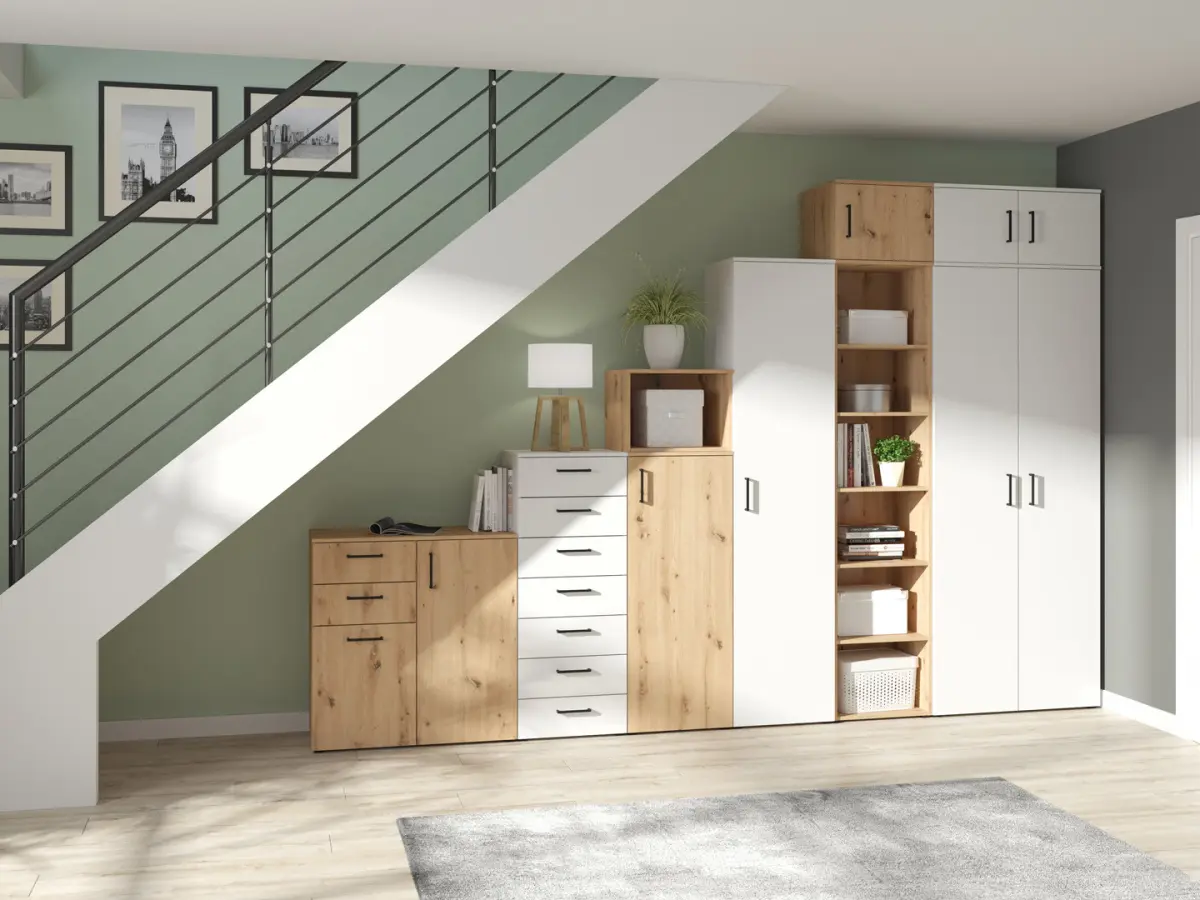 Komoda MultiDo 120 cm z 3 drzwiami i 2 szufladami atelier jasny