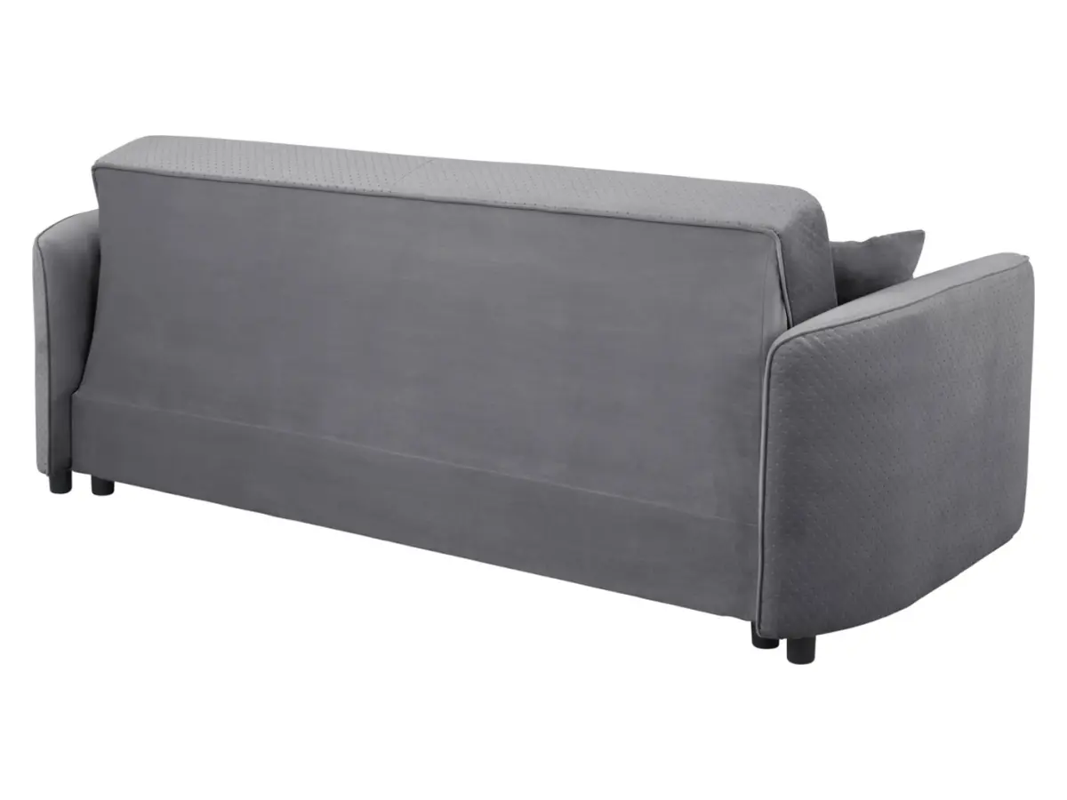 Sofá cama de tres plazas Akaro plegable con contenedor, terciopelo gris