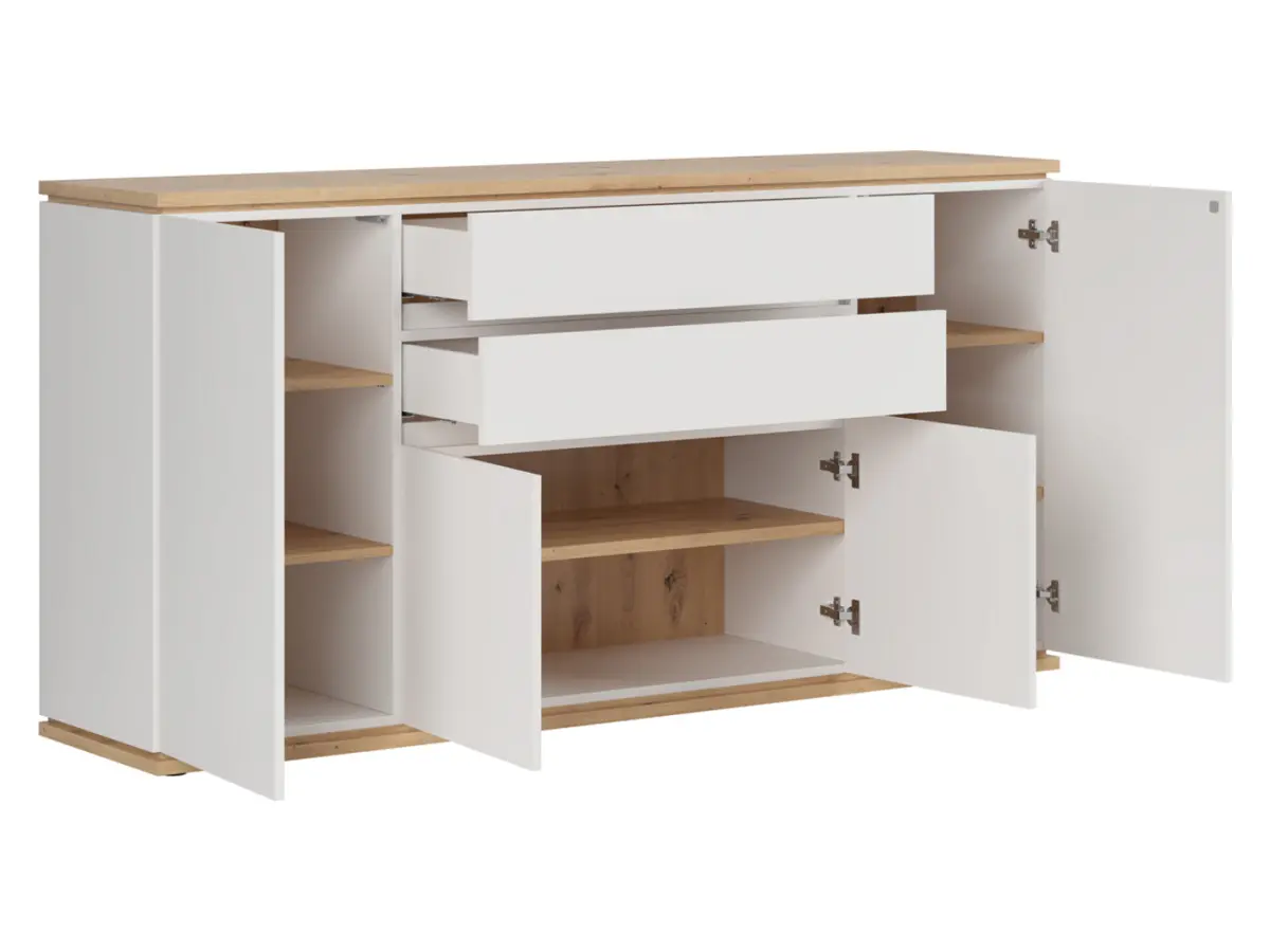 Cómoda Yamael 184 cm con 4 puertas y 2 cajones blanca