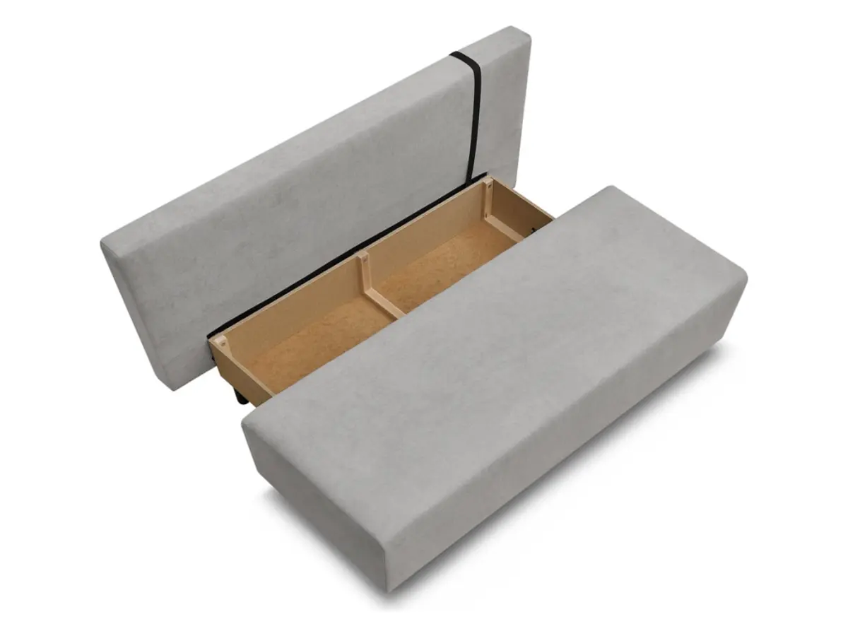 Sofá de tres plazas Sun con función de cama y contenedor gris