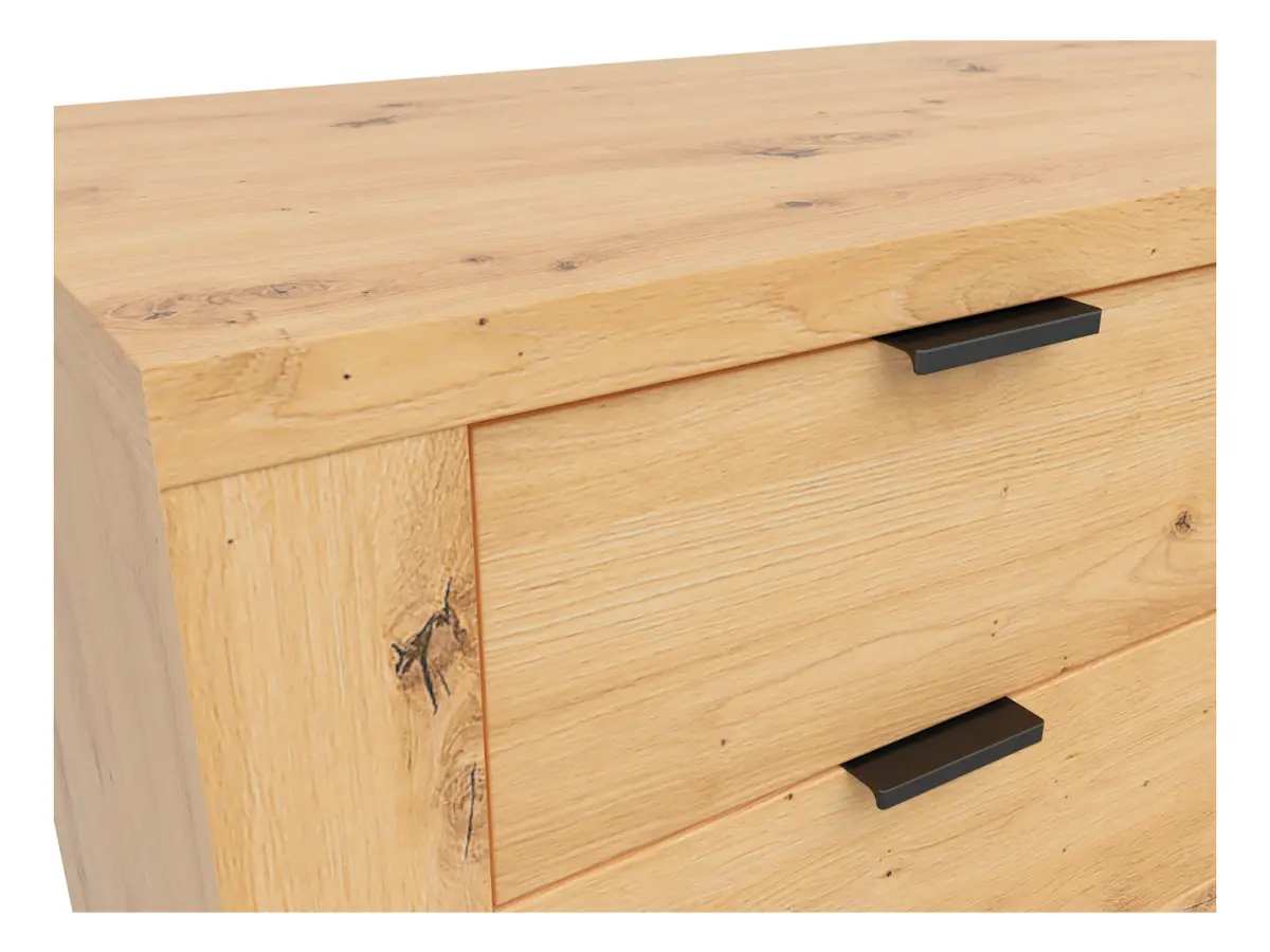 Cómoda Ostia 161 cm con puertas y 4 cajones roble artisan/roble negro