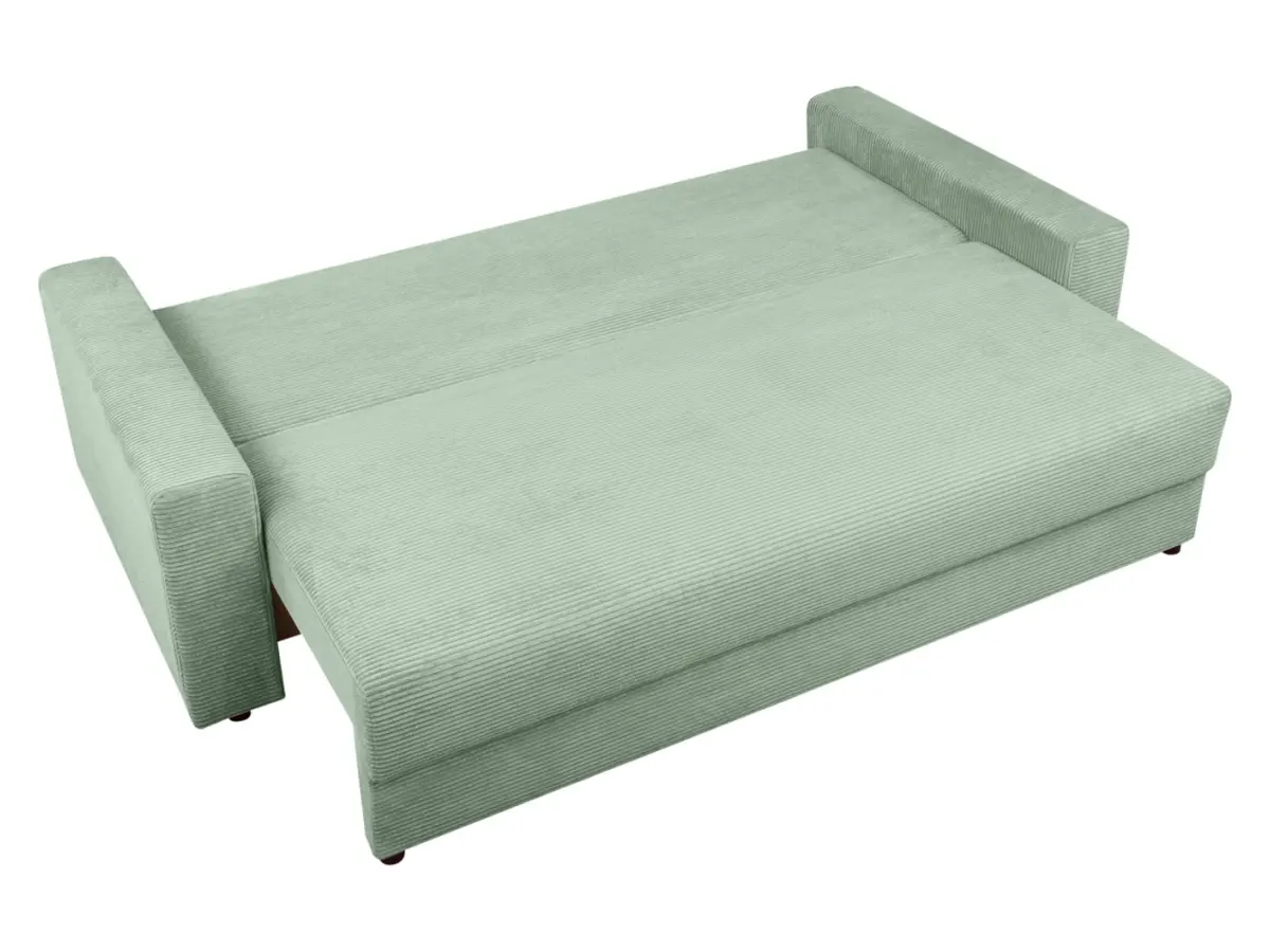 Sofá de tres plazas Garcia convertible con contenedor de terciopelo menta