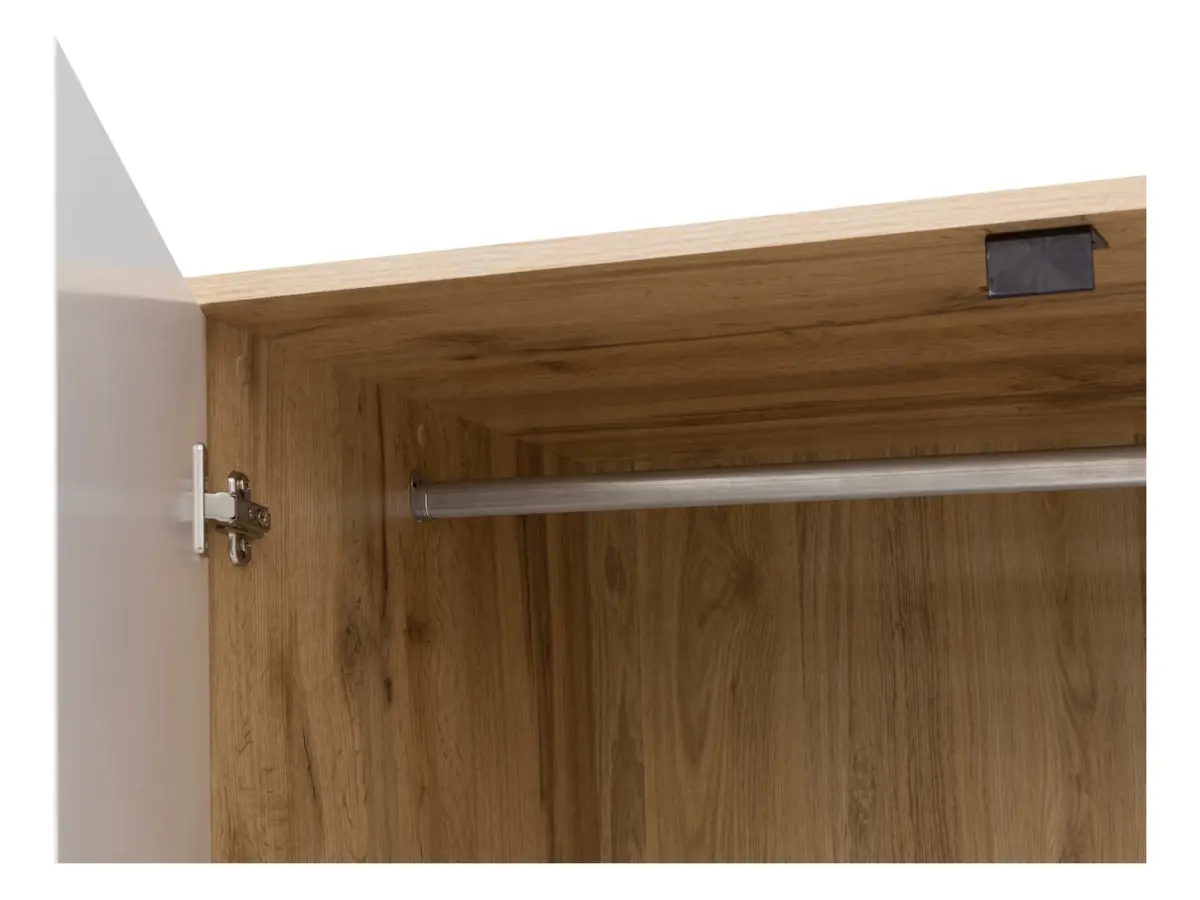 Armario de dos puertas Zele 90 cm con cajón roble wotan/blanco brillo