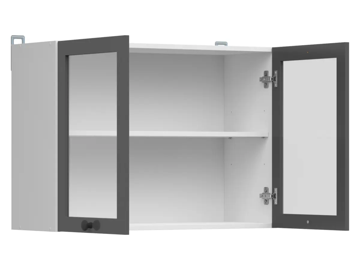 Armario de cocina superior Junona Line 80 cm de dos puertas con vitrina grafito