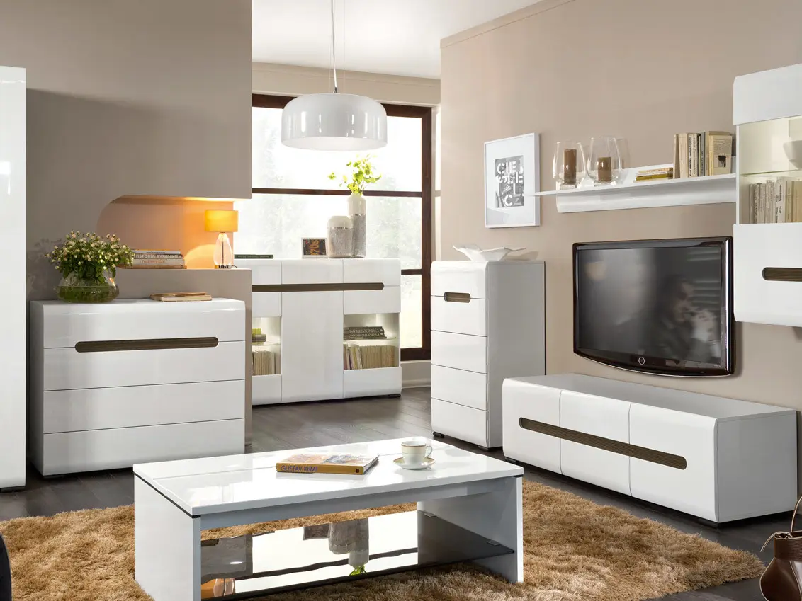 Estante de pared Azteca Trio 105 cm blanco brillo