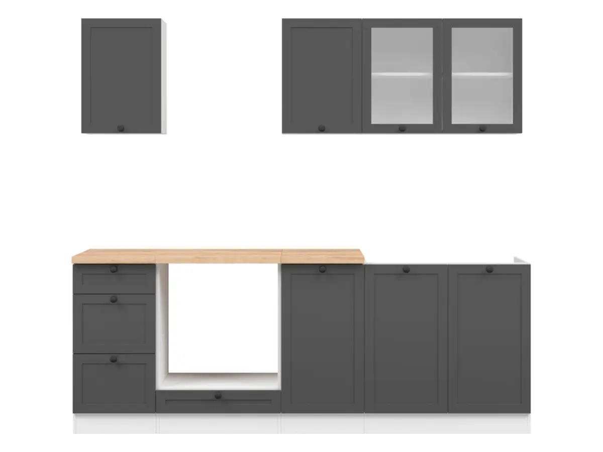 Conjunto de cocina Junona Line 220 cm grafito con encimera