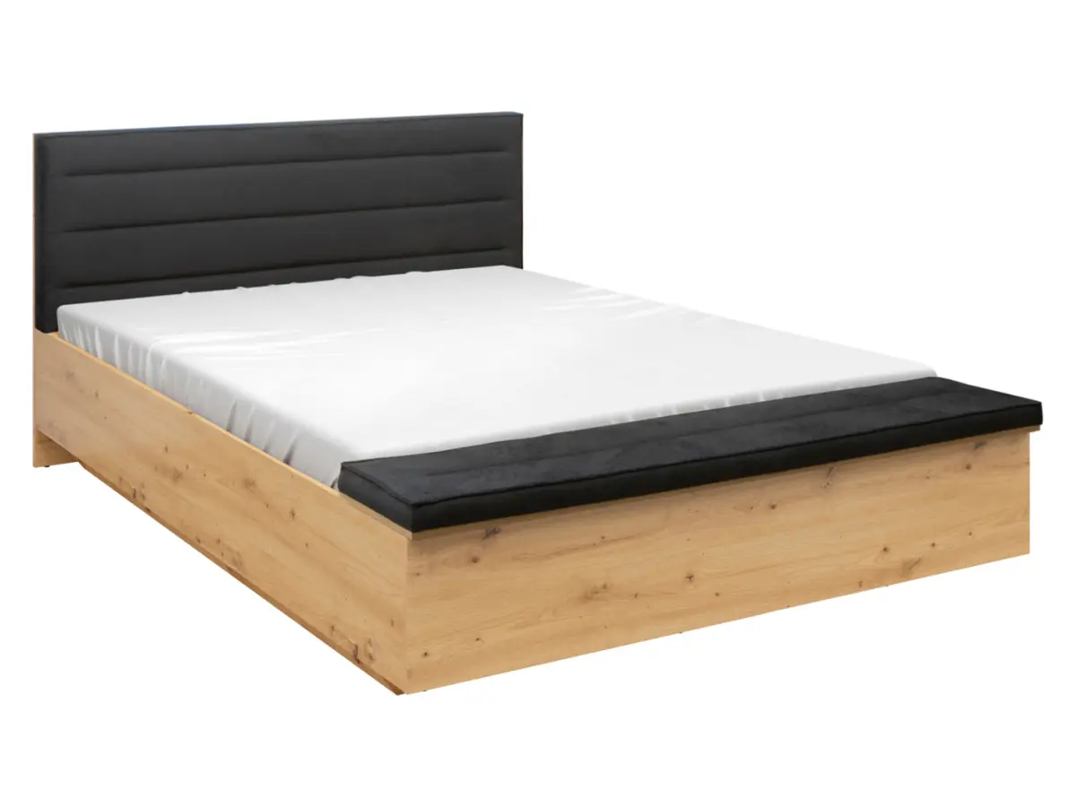 Cama Ostia 140x200 con somier y contenedor roble artisan