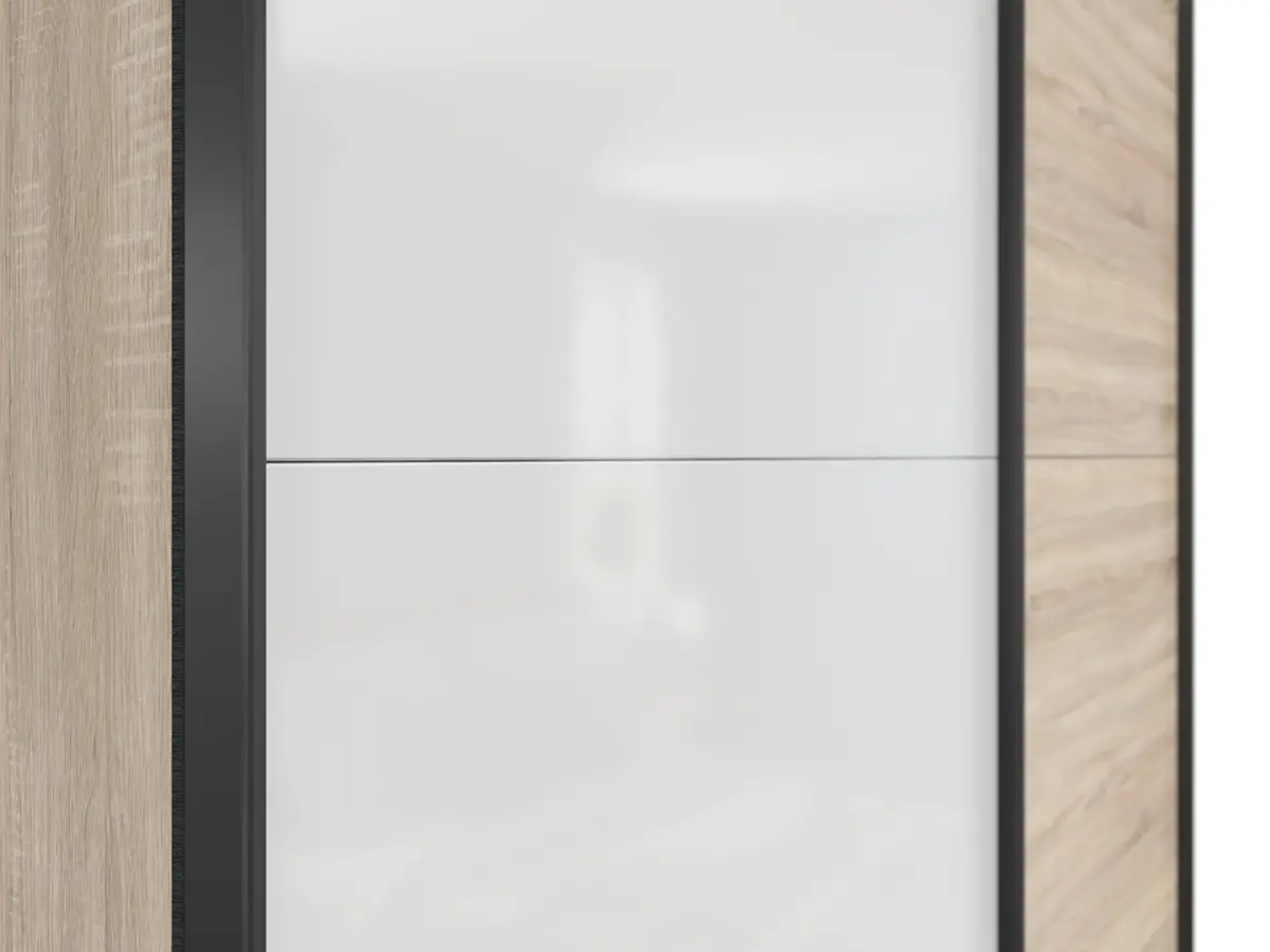 Armario de puertas correderas Tetrix 153 cm roble sonoma/blanco brillo
