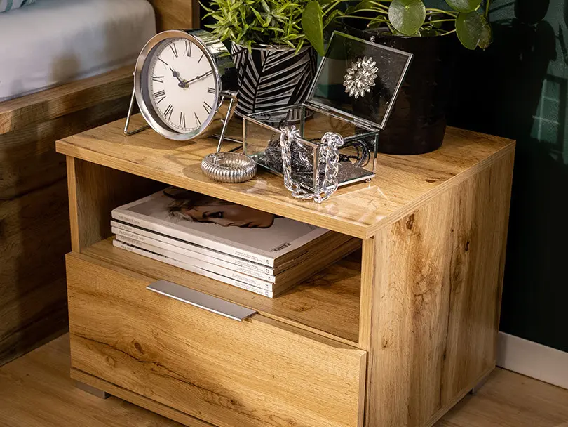 Mesita de noche Zele 50 cm con cajón roble wotan