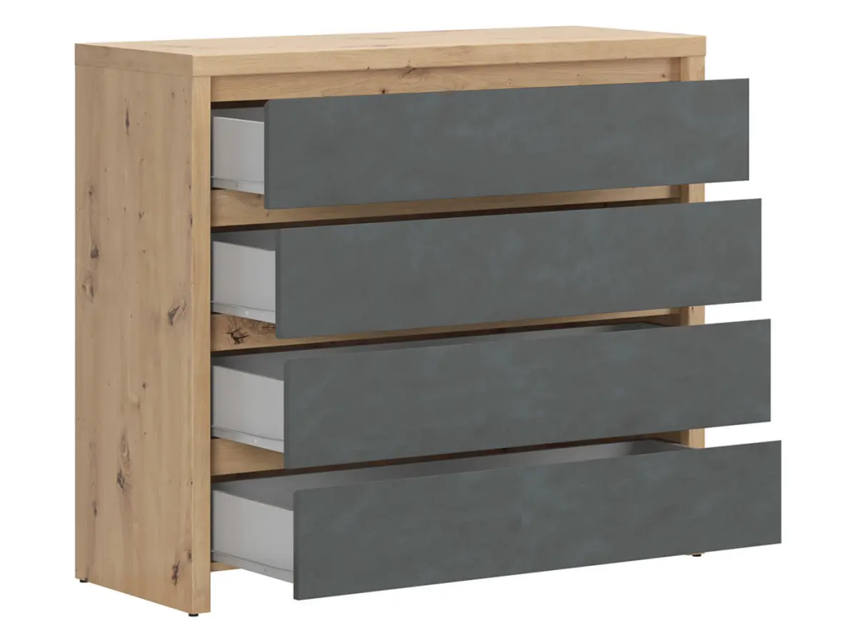 Cómoda Larios 105 cm con 4 cajones roble artisan/matera