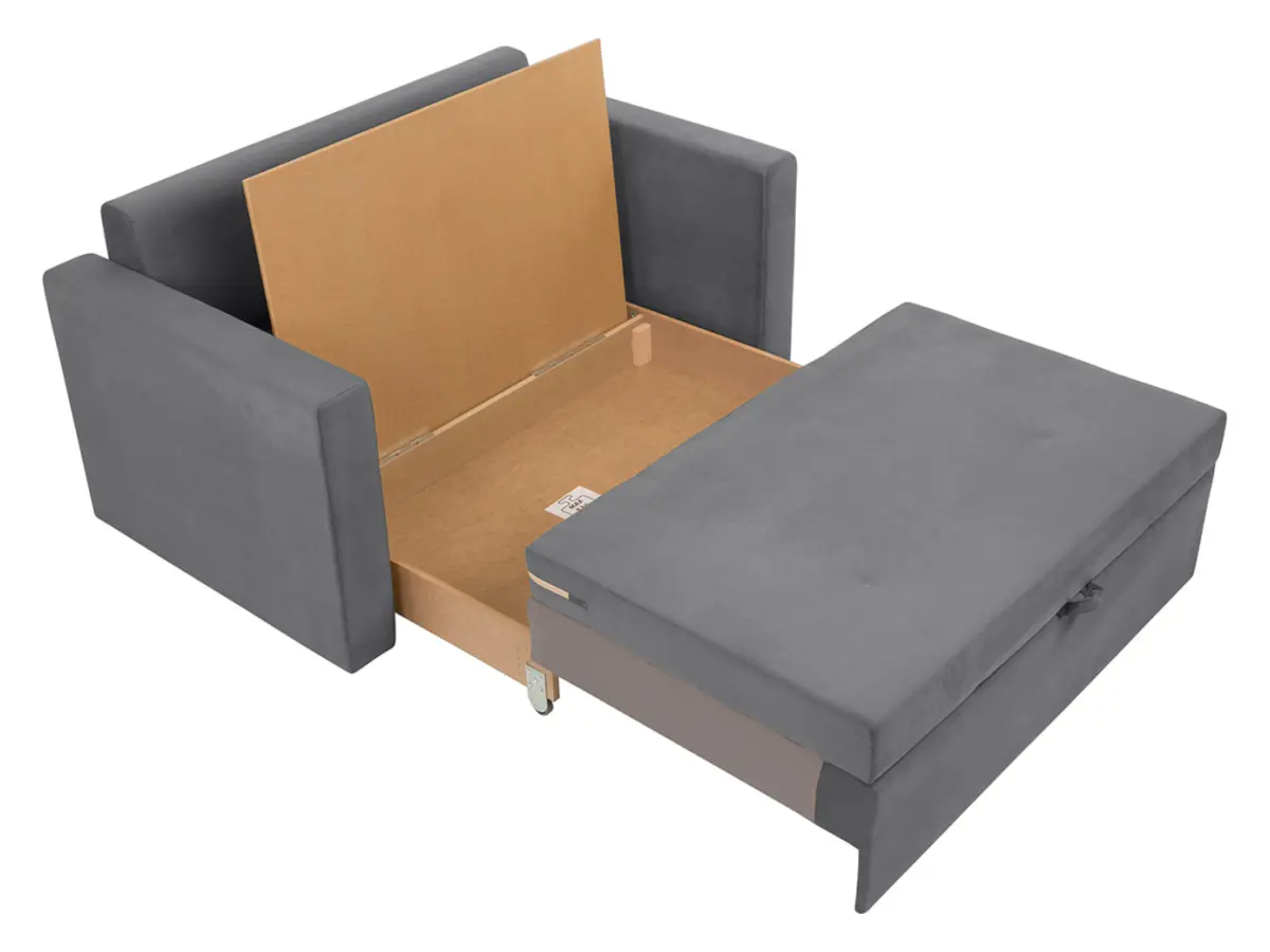 Sofá de dos plazas Bunio III convertible con arcón gris