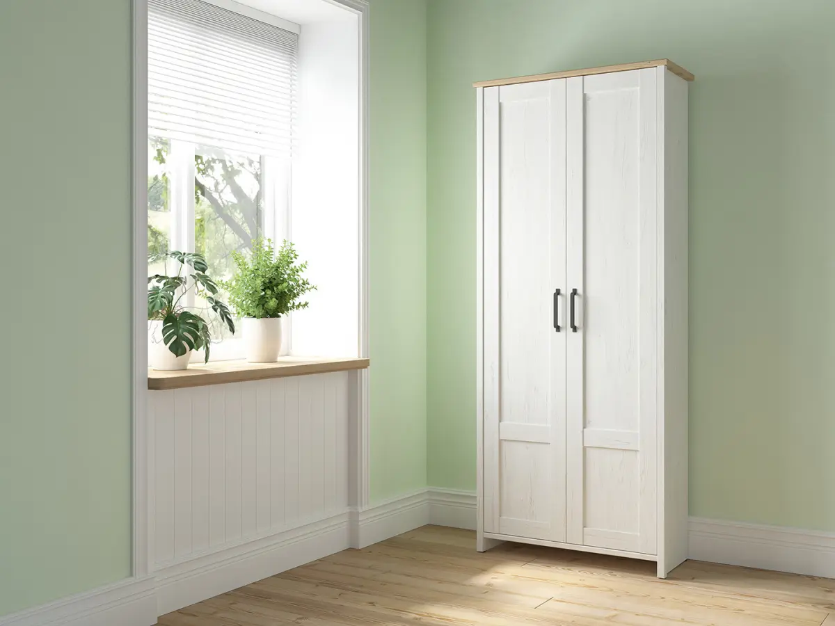 Armario de dos puertas Loksa 101 cm pino andersen blanco/roble grandson