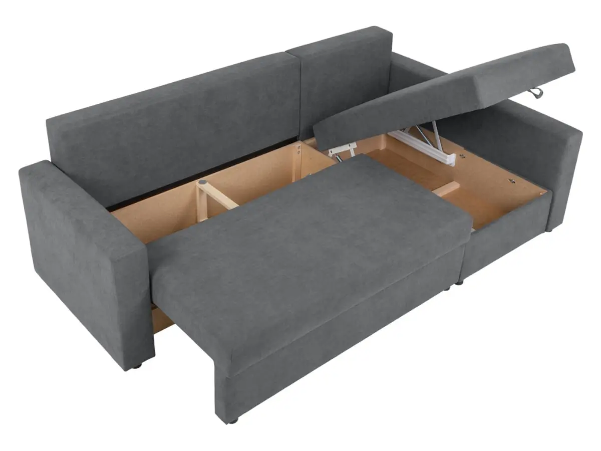 Sofá rinconera universal Przemek IV con función de cama y contenedores gris