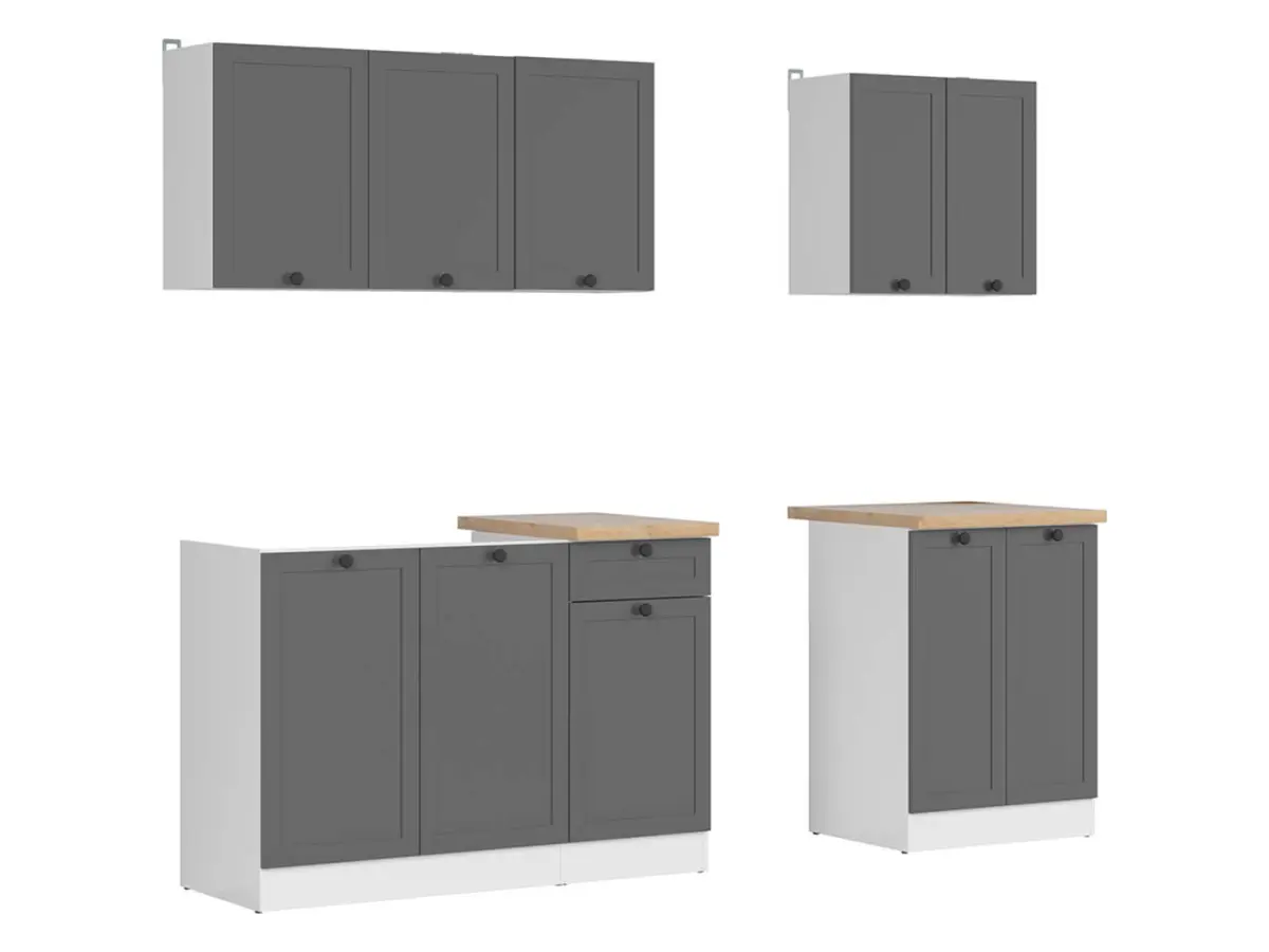 Conjunto de cocina Junona Line A 180 cm grafito con encimera