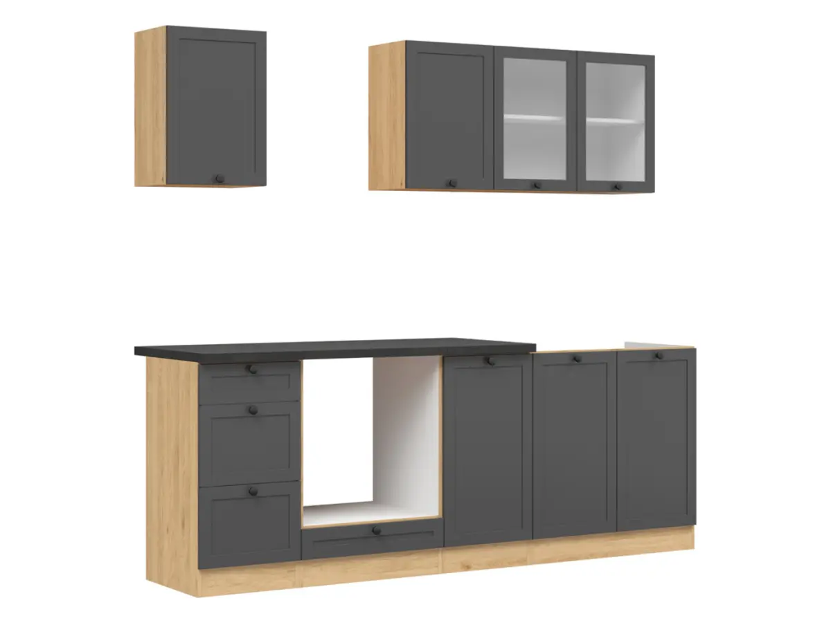 Conjunto de cocina Junona Line 220 cm grafito con encimera