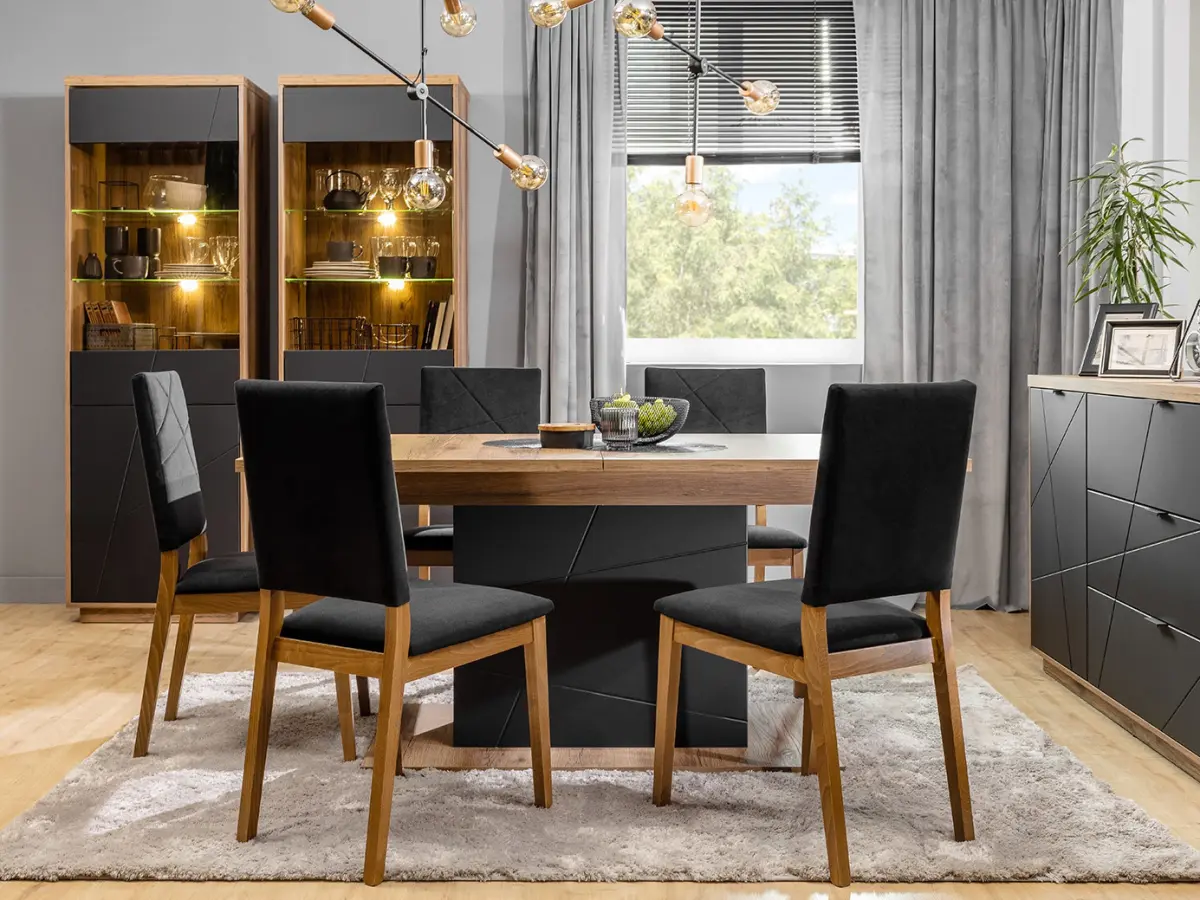 Vitrina Forn 64 cm con 2 puertas roble delano oscuro/negro mate