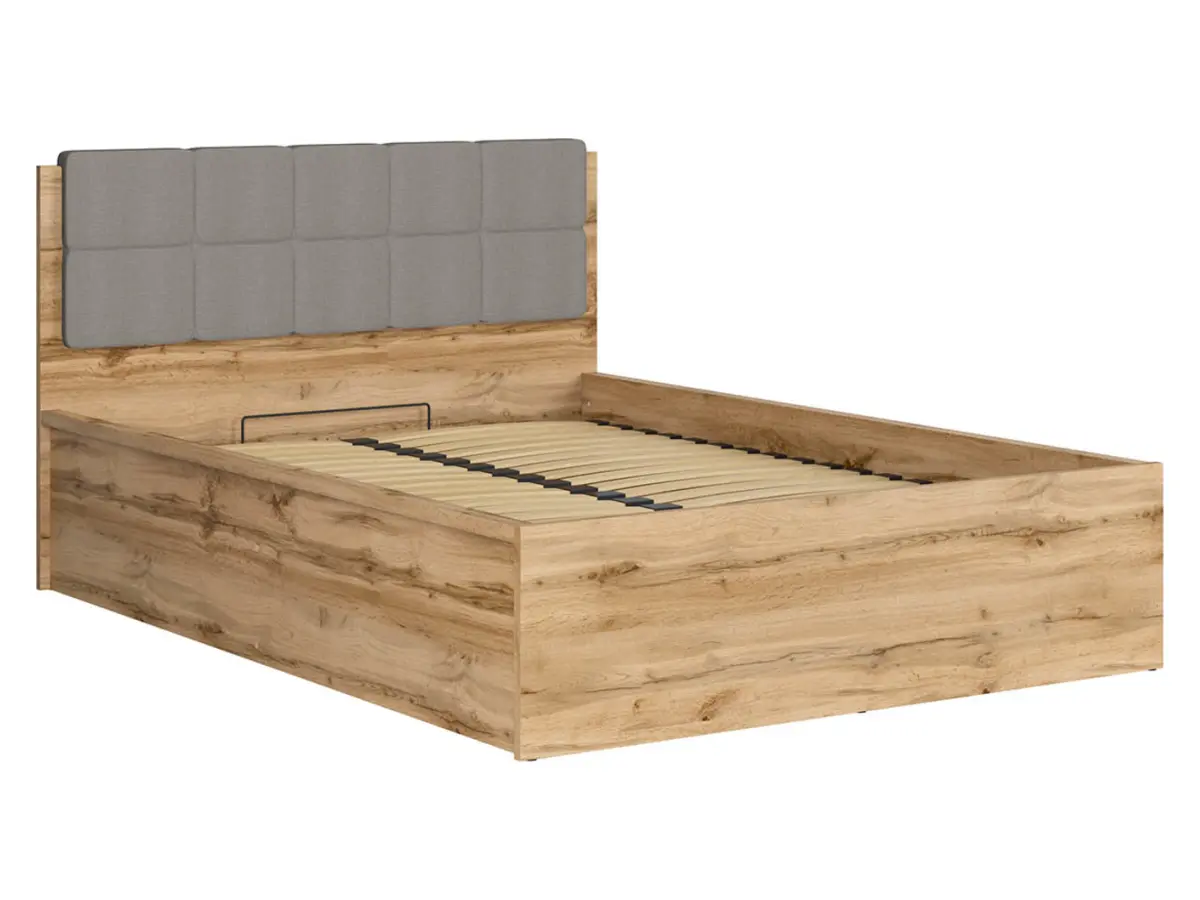 Cama Tetrix 140x200 con somier y contenedor roble wotan