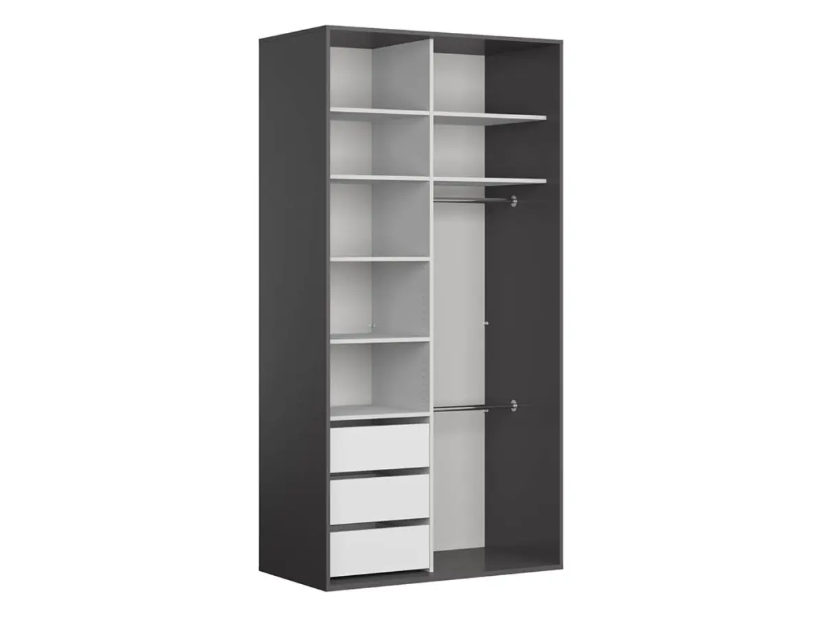 Armario de puertas correderas Flex 120 cm grafito/negro brillo