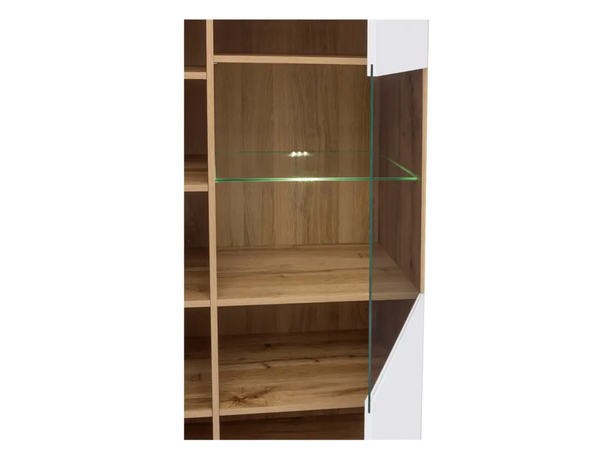 Vitrina Zele 90 cm con 2 puertas roble wotan/blanco brillo