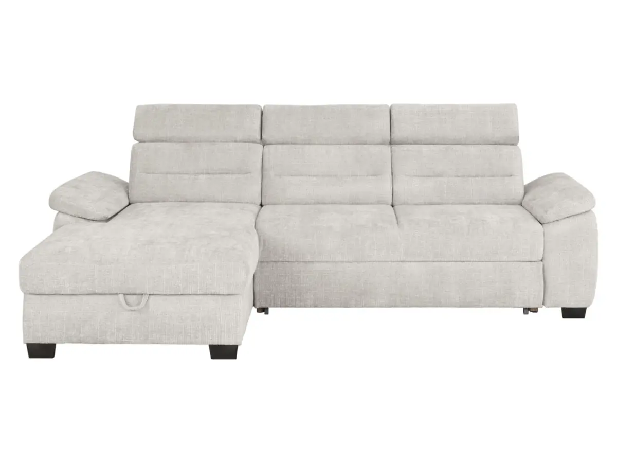 Sofá rinconera izquierda Aguda convertible con arcón beige